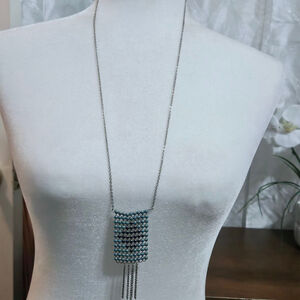 Vintage Silver Tone Turquoise Color Necklace